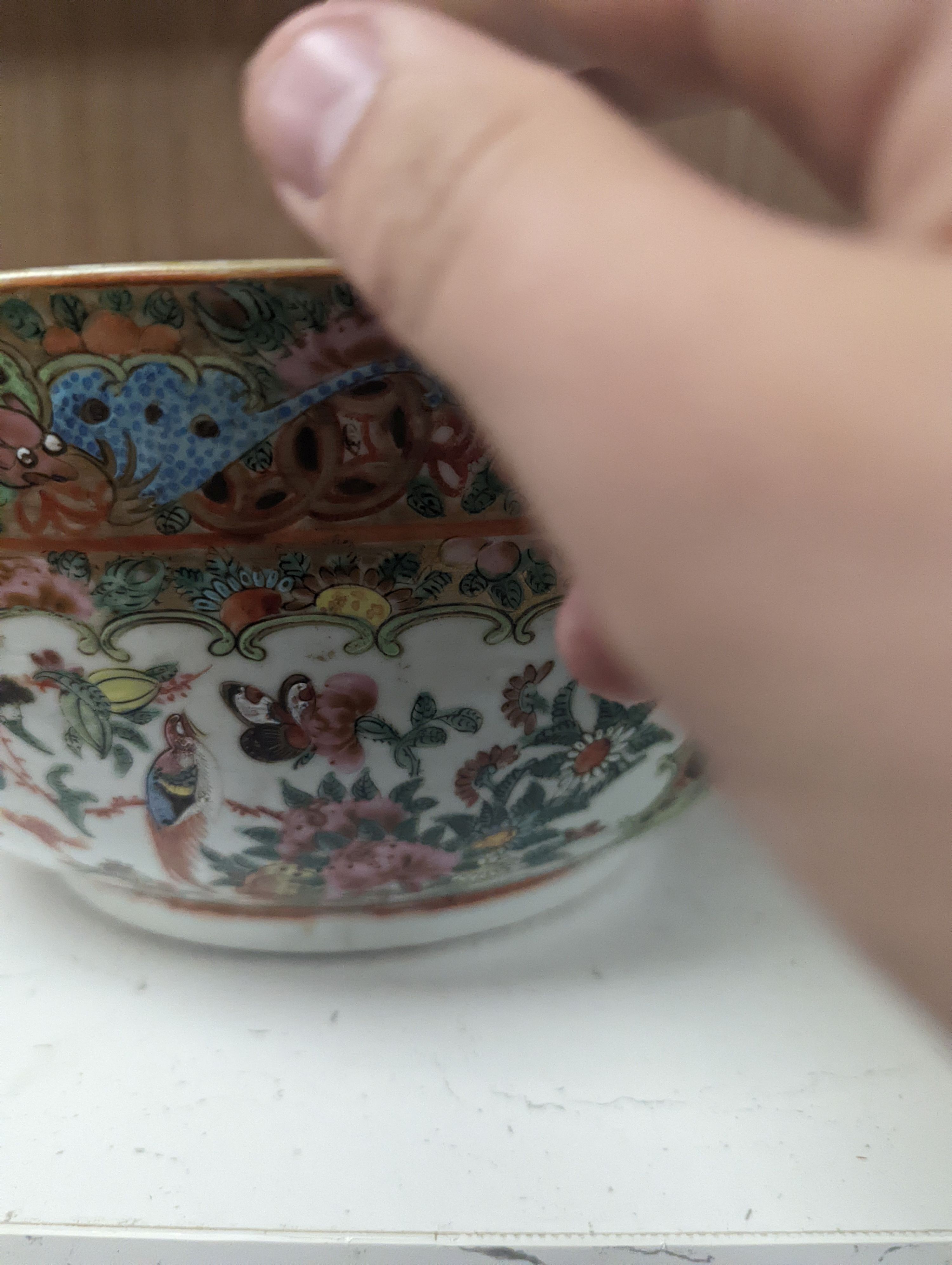 A late 19th century Chinese famille rose punch bowl - 29cm diameter